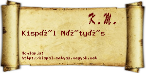 Kispál Mátyás névjegykártya